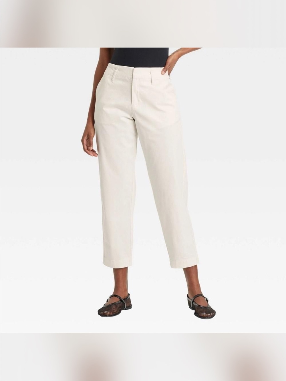 a new day Women's Cropped Straight-Leg Pants in Off-White